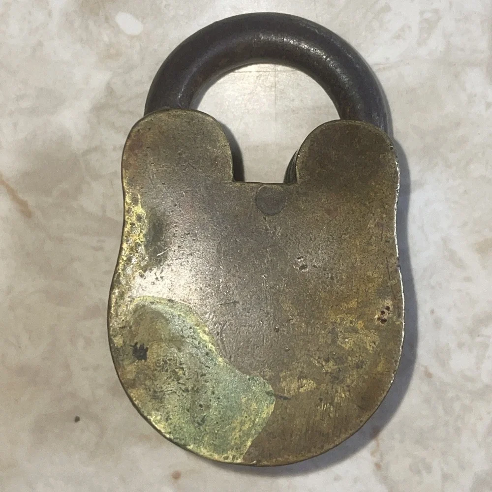WORKING Vintage Brass & Steel 10 Lever Padlock And Key‎ Darbar Lock Salahuddin
